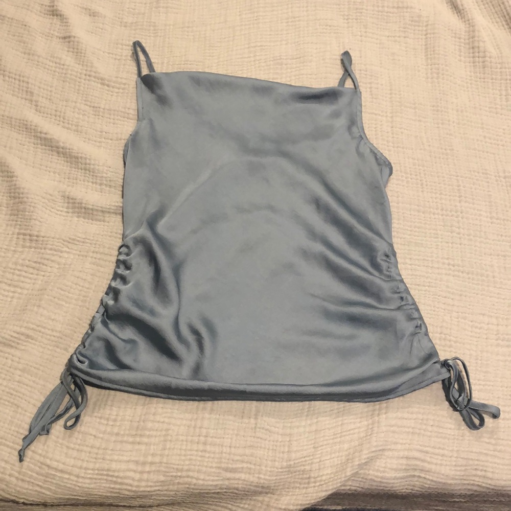 1. State tank top pull string adjustable sides cowl neck